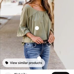 Pink Lily “Stay On My Mind Olive Cropped Blouse”